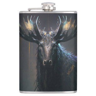 Cantil Stag Retrait Animal Nature Wildlife Dark Painting