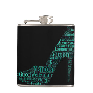 Cantil Stiletto Word Art Teal Flask