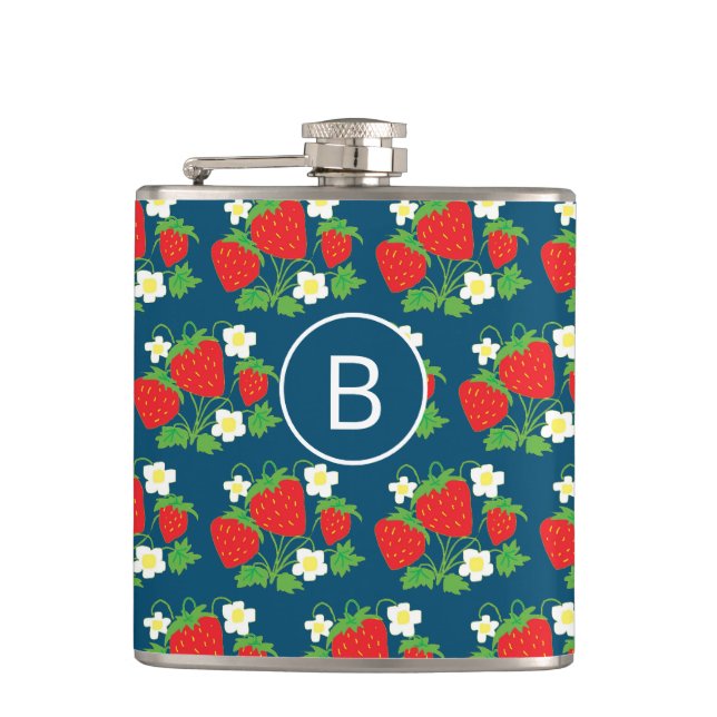 Cantil Strawberry and Flower Blue Pattern Monogrammed (Frente)