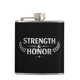 Cantil Strength and Honor Black Stainless Steel Hip Flask