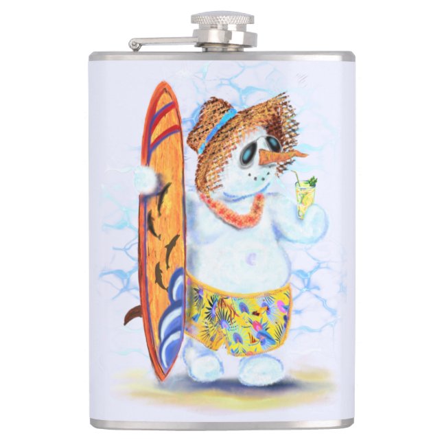 Cantil Summer Snowman Surfer Bebe Flask (Frente)
