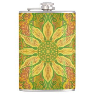 Cantil Sun Flower bohemian art amarelo laranja verde