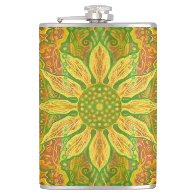 Cantil Sun Flower bohemian art amarelo laranja verde (Frente)