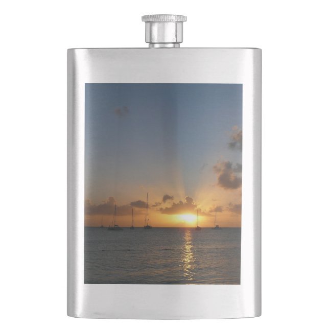 Cantil Sunset com Imagem de Paisagem Tropical de Barcos d (Frente)