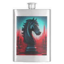 Surreal Intriciona Peça de Xadrez Cavaleiro Negro