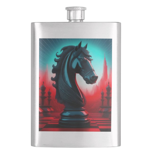 Cantil Surreal Intriciona Peça de Xadrez Cavaleiro Negro (Frente)