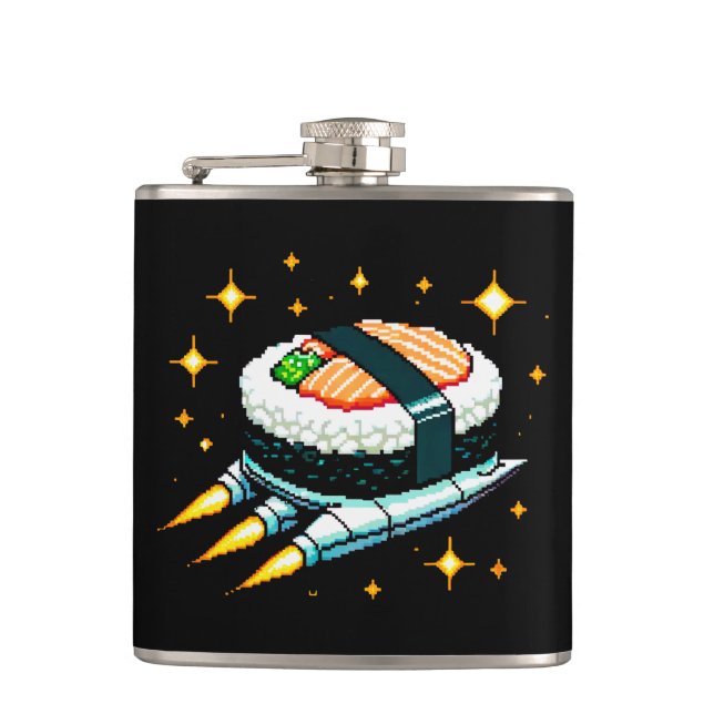 Cantil Sushi Spaceship Pixel Art Voando Sushi Roll Design (Frente)