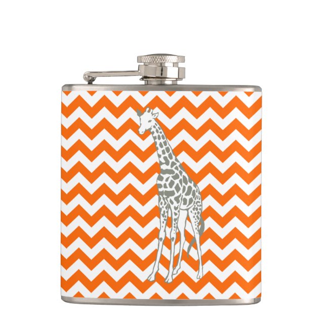 Cantil Tangerine Safari Chevron com Pop Art Giraffe (Frente)