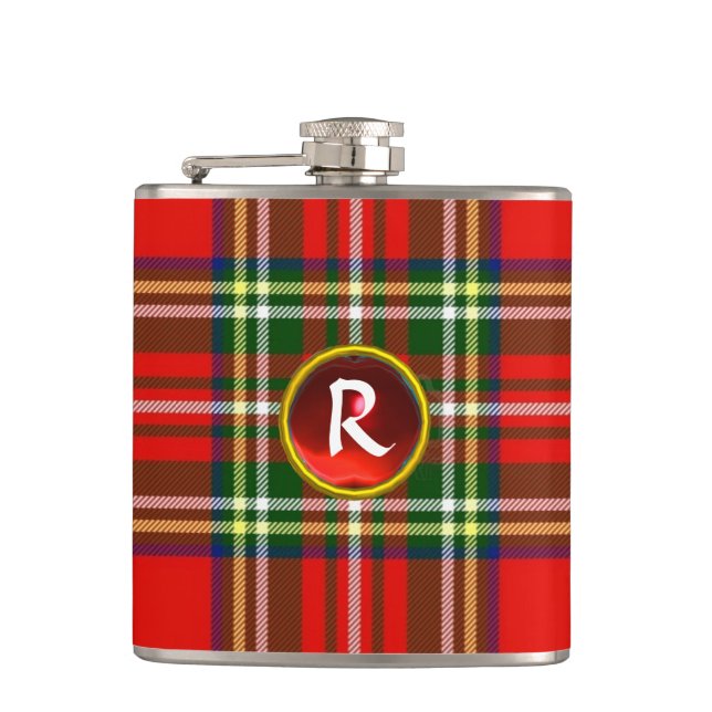 CANTIL TARTAN ESCOCÊS E MONOGRAMA VERMELHO DA PEDRA DE (Frente)