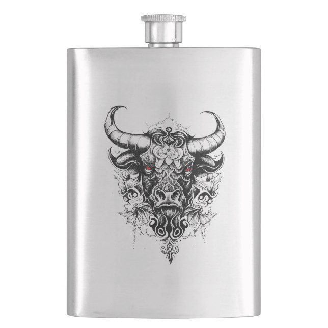 Cantil Tatuagem De Arte Com Ilustração Animal Touro (Frente)