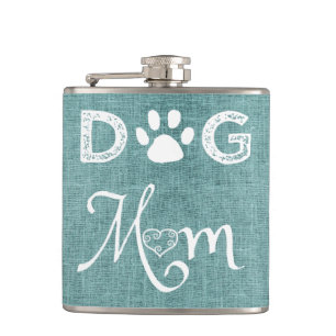 Cantil Teal Burlap Dog Mãe Flask