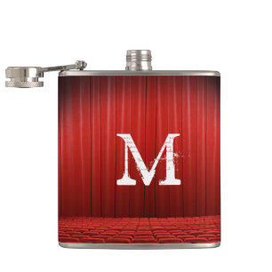 Cantil Teatro Cortina Vermelha Monograma Whiskey Flask