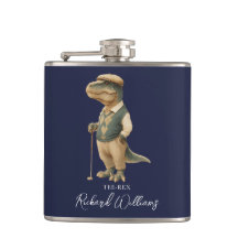 Tee-Rex Golfista Dinossauro Assinatura Nome Azul M