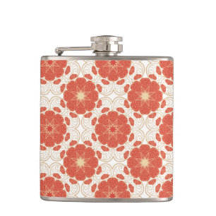 Cantil Teste padrão floral vermelho e Dourado do laço