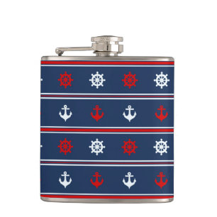 Cantil Teste padrão náutico branco e azul vermelho