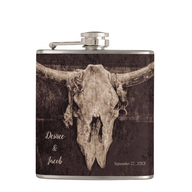 Cantil Textura Rustic Western Bull Skull Wedture Country (Frente)