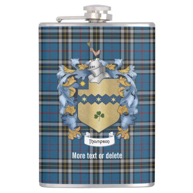 Cantil Thompson Family Crest e Xadrez de Tartan (Frente)