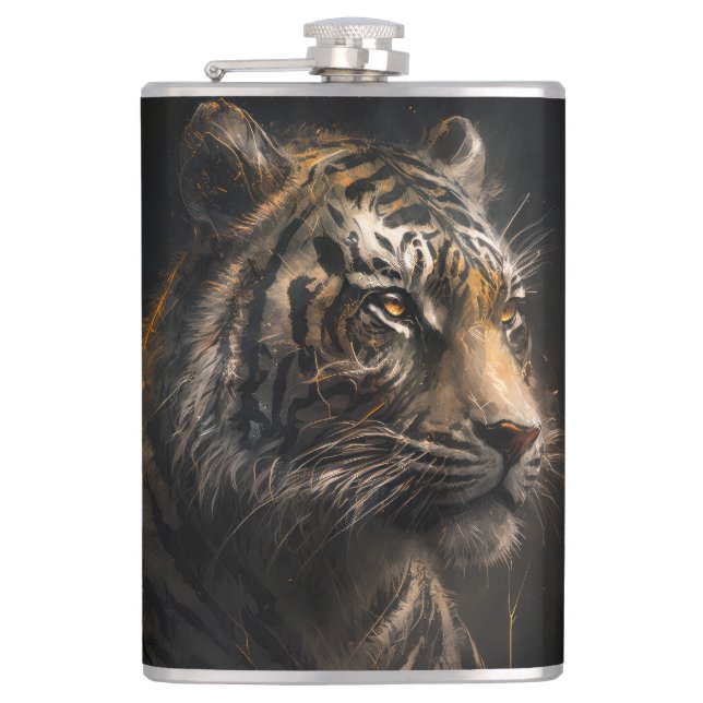 Cantil Tiger Retrait Animal Nature Willife Painting Art (Frente)