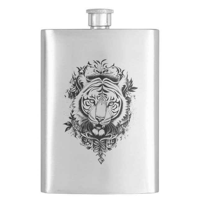 Cantil Tiger Wild Animal Nature Illustration Art Tatuagem (Frente)