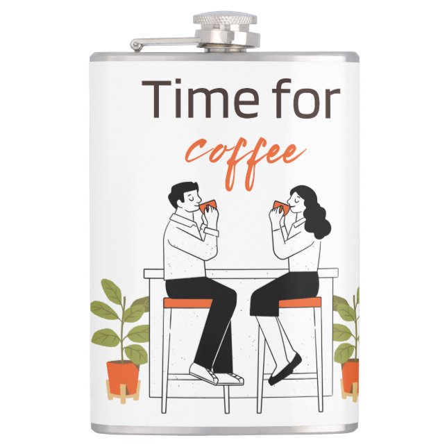 Cantil Time for Coffee Cute Couple Illustratio Mug, 15 oz (Frente)