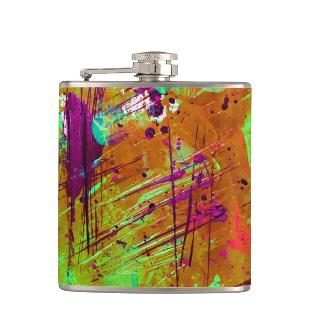 Cantil Tinta Colorida de Abstrato Verde Neon (Frente)