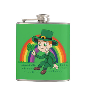 Cantil Toon leprechaun bonito com shamrock e arco-íris
