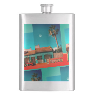 Cantil Torrevieja louca em laranja e turquesa