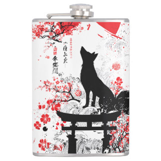 Cantil Traditional Red Black Japanese Kitsune Fox with Mo