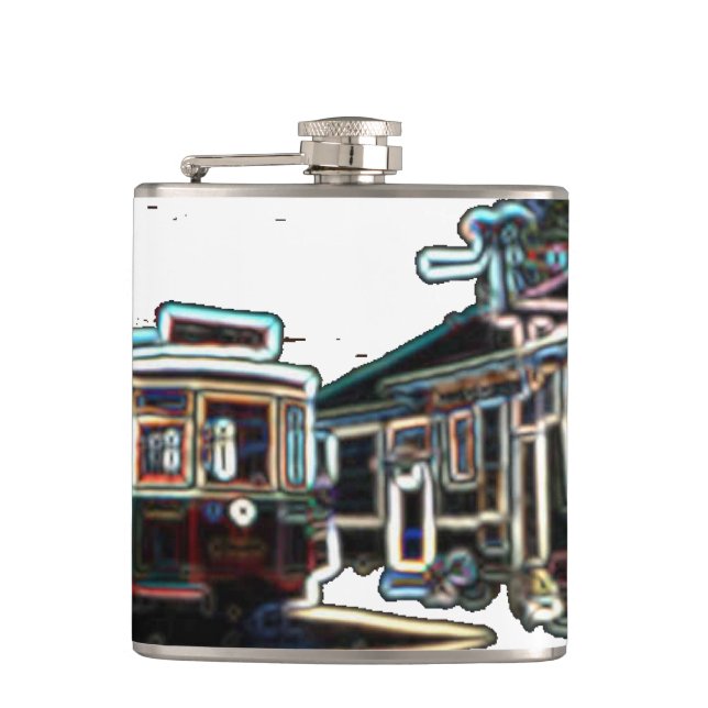 Cantil TRC Neon Streetcar em stn Small Wrapper Flask (Frente)