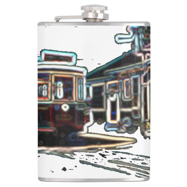 Cantil TRC Neon Streetcar em stn Vinyl Wrapped Flask (Frente)
