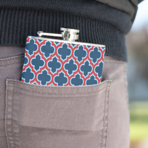 Cantil Trellis, Latice, Quatrefoil, azul e vermelho marro