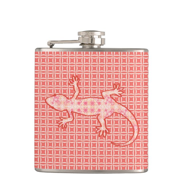 Cantil Tribal batik Gecko - cor-de-rosa e creme (Frente)