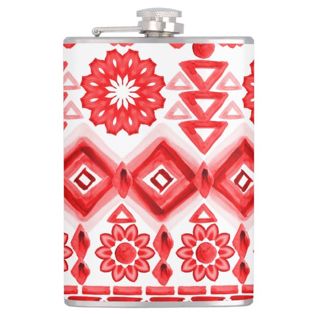 Cantil Tribal vermelho, padrão étnico de aquarela. (Frente)