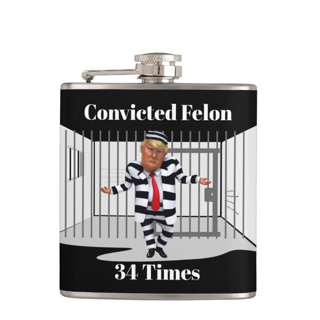 Cantil Trump condenado Felon Flask (Frente)