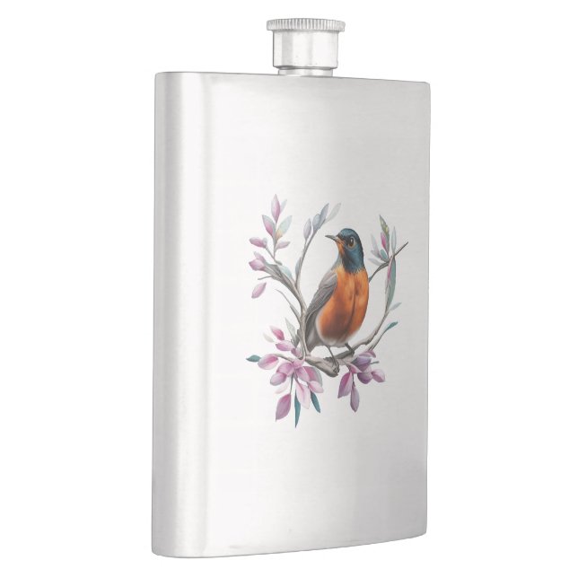 Cantil Turdus migratorius Surrounded By Mountain Laurel (Direita)