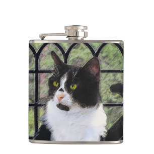 Cantil Tuxedo Cat em Pintura de Janela Arte Animal Origin
