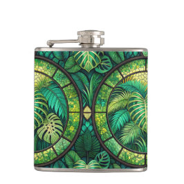 Cantil Two metal flasks with vibrant green tropical