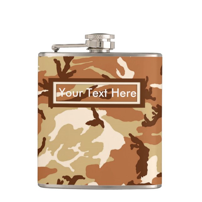 Cantil U.S. Militares Desert Sand Camo 6 oz ou 8 oz Flask (Frente)