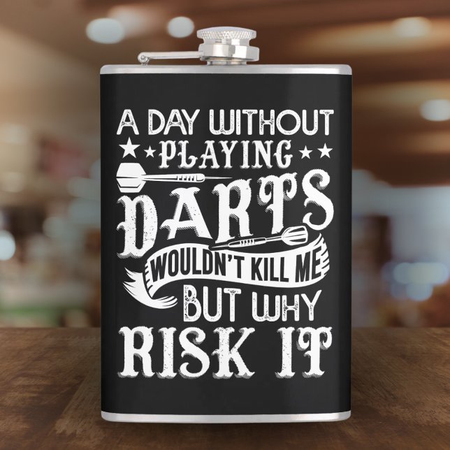 Cantil Um Dia Sem Darts, Vinil Envolvido Flask 8 Oz. (Criador carregado)