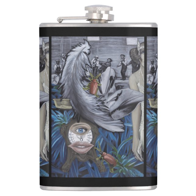 Cantil "Uma pena e uma garrafa envolvida vinil da escala" (Frente)