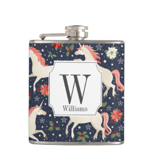 Cantil Unicórnios festivos do Natal do monograma