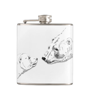 Cantil Ursa Arte Frasco Personalizado Urso Polar Bebida F