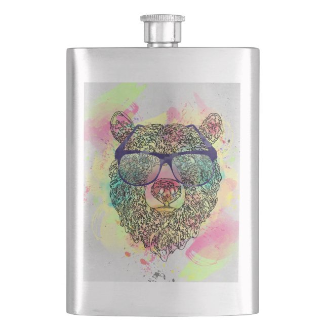 Cantil Urso de aquarela legal com óculos design (Frente)