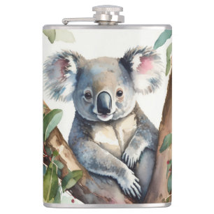Cantil Urso Koala sentado em árvore de goma