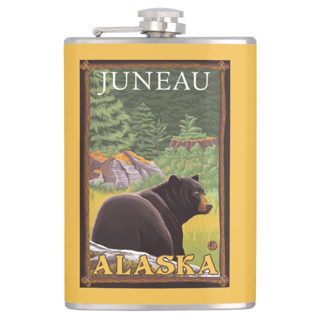 Cantil Urso preto na floresta - Juneau, Alaska (Frente)