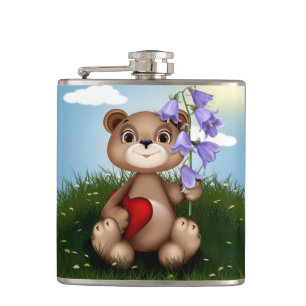 Cantil Urso Segurando Buquê Flor-30926