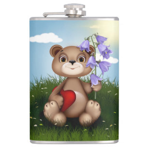 Cantil Urso Segurando Buquê Flor-30926