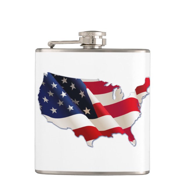 Cantil USA Flag, Map of America, 4 de julho Flask (Frente)
