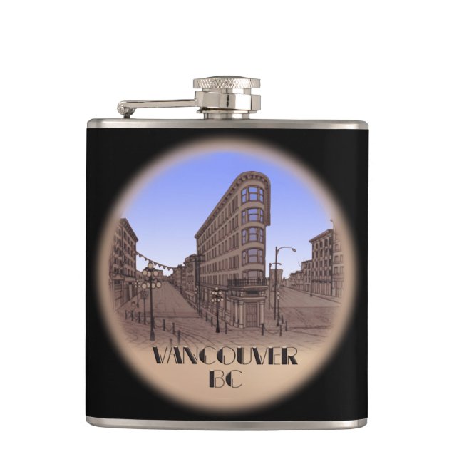 Cantil Vancouver Souvenir Flask Vancouver Gastown Gifts (Frente)