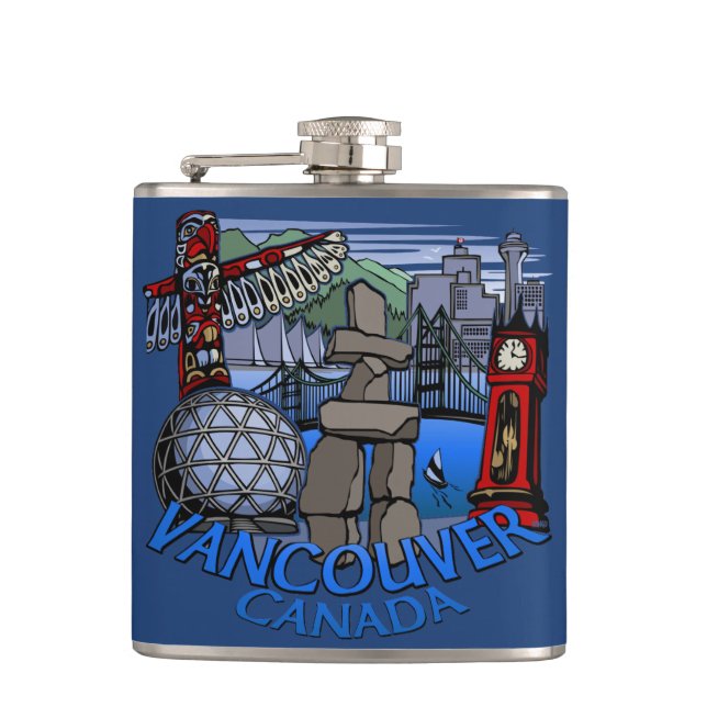 Cantil Vancouver Souvenir Flask Vancouver Landmark Gifts (Frente)